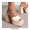 Round Toe Chunky Heels Platforms Outdoor Sandals - White Pink