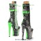 Round Toe Stiletto Heels Platforms Lace Up Side Zipper Snake Print Ankle Highs Boots - Green Faux Leather
