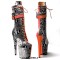 Round Toe Stiletto Heels Platforms Lace Up Side Zipper Snake Print Ankle Highs Boots - Orange Faux Leather