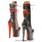 Round Toe Stiletto Heels Platforms Lace Up Side Zipper Snake Print Ankle Highs Boots - Orange Faux Leather