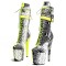 Round Toe Stiletto Heels Platforms Lace Up Side Zipper Snake Print Ankle Highs Boots - Yellow Faux Leather