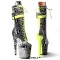Round Toe Stiletto Heels Platforms Lace Up Side Zipper Snake Print Ankle Highs Boots - Yellow Faux Leather