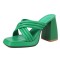Peep Toe Block Chunky Heels Cross Straps Slippers Sandals - Green