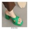 Peep Toe Block Chunky Heels Cross Straps Slippers Sandals - Green