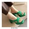 Peep Toe Block Chunky Heels Cross Straps Slippers Sandals - Green