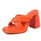 Peep Toe Block Chunky Heels Cross Straps Slippers Sandals - Orange