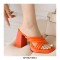 Peep Toe Block Chunky Heels Cross Straps Slippers Sandals - Orange