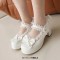 Round Toe Chunky Heels Bowknot Lolita Costumes Mary Janes Patent Pumps - White