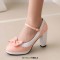 Round Toe Cute Bowknot Chunky Heels Lolita Vintage Mary Janes Platforms Pumps - Pink Patent