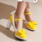 Round Toe Cute Bowknot Chunky Heels Lolita Vintage Mary Janes Platforms Pumps - Blue Patent