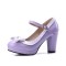 Round Toe Cute Bowknot Chunky Heels Lolita Vintage Mary Janes Platforms Pumps - Purple Patent