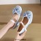 Round Toe Chunky Heels Butterfly Knot Lolita French Maid Costumes Mary Janes Patent Pumps - Blue