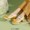 Round Toe Chunky Heels Butterfly Knot Lolita French Maid Costumes Mary Janes Patent Pumps - Yellow