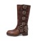 Round Toe Belt Buckles Retro Style Motorcycle Punk Four Season Boots - Brown