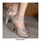 Peep Toe Chunky Heels Ankle Buckle Tstraps Platforms Gladiator Pumps - Gold