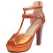Peep Toe Chunky Heels Ankle Buckle Tstraps Platforms Gladiator Pumps - Orange