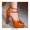 Peep Toe Chunky Heels Ankle Buckle Tstraps Platforms Gladiator Pumps - Orange