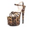 Peep Toe Leopard Print Elegant Stiletto Heels Platforms Ankle Buckle Straps Sandals - Auburn Patent