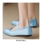 Comfortable Elegant Silk and Leather Ballet Flats - Blue