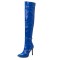 Pointed Toe Stiletto Heels Over the Knee Belt Buckle Straps Autumn Winter Stylish Boots - Blue