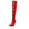 Pointed Toe Stiletto Heels Over the Knee Belt Buckle Straps Autumn Winter Stylish Boots - Red