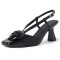 Square Toe Sweet Rose Slingback Kitten Heels Pumps - Black