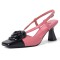 Square Toe Sweet Rose Slingback Kitten Heels Pumps - Pink