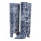 Pointed Toe Knee High Fold Down Star Embroidered Chunky Heels Boots - Blue