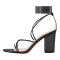 Peep Toe Chunky Heels Gladiators Ankle Wrap Patent Sandals - Black