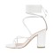 Peep Toe Chunky Heels Gladiators Ankle Wrap Sandals - White