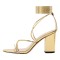 Peep Toe Chunky Heels Gladiators Ankle Wrap Patent Sandals - Gold