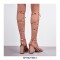 Peep Toe Chunky Heels Gladiators Ankle Wrap Patent Sandals - Gold