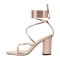 Peep Toe Chunky Heels Gladiators Ankle Wrap Patent Sandals - Peachpuff