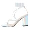Peep Toe Chunky Heels Gladiators Ankle Wrap Patent Sandals - White