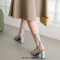 Peep Toe Chunky Block Heels Elegant Gladiator Straps Sandals - SkyBlue Faux Leather