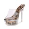 Peep Toe Transparent Leopard Print Stiletto Heels Platforms Sandals - Apricot