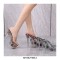 Peep Toe Transparent Leopard Print Stiletto Heels Platforms Sandals - White
