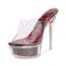 Peep Toe Transparent Leopard Print Stiletto Heels Platforms Sandals - Red