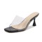 Peep Toe Transparent Kitten Heels Slippers Sandals - Black