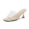 Peep Toe Transparent Kitten Heels Slippers Sandals - Gold