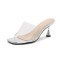 Peep Toe Transparent Kitten Heels Slippers Sandals - Silver