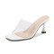 Peep Toe Transparent Kitten Heels Slippers Sandals - White