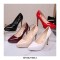 Pointed Toe Stiletto Heels Platforms Patent Pumps - Apricot