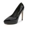 Pointed Toe Stiletto Heels Platforms Patent Pumps - Black