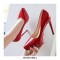Pointed Toe Stiletto Heels Platforms Patent Pumps - Red