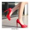 Pointed Toe Stiletto Heels Platforms Patent Pumps - Red