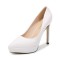 Pointed Toe Stiletto Heels Platforms Patent Pumps - White