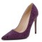 Pointed Toe Stiletto Print Heels Classic Pumps - Purple