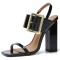 Peep Toe Chunky Heels Ankle Big Buckle Back Straps Platforms Sandals - Black