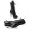 Peep Toe Side Zipper Stiletto Heels Platforms Knee Highs Lace Up Boots - Black